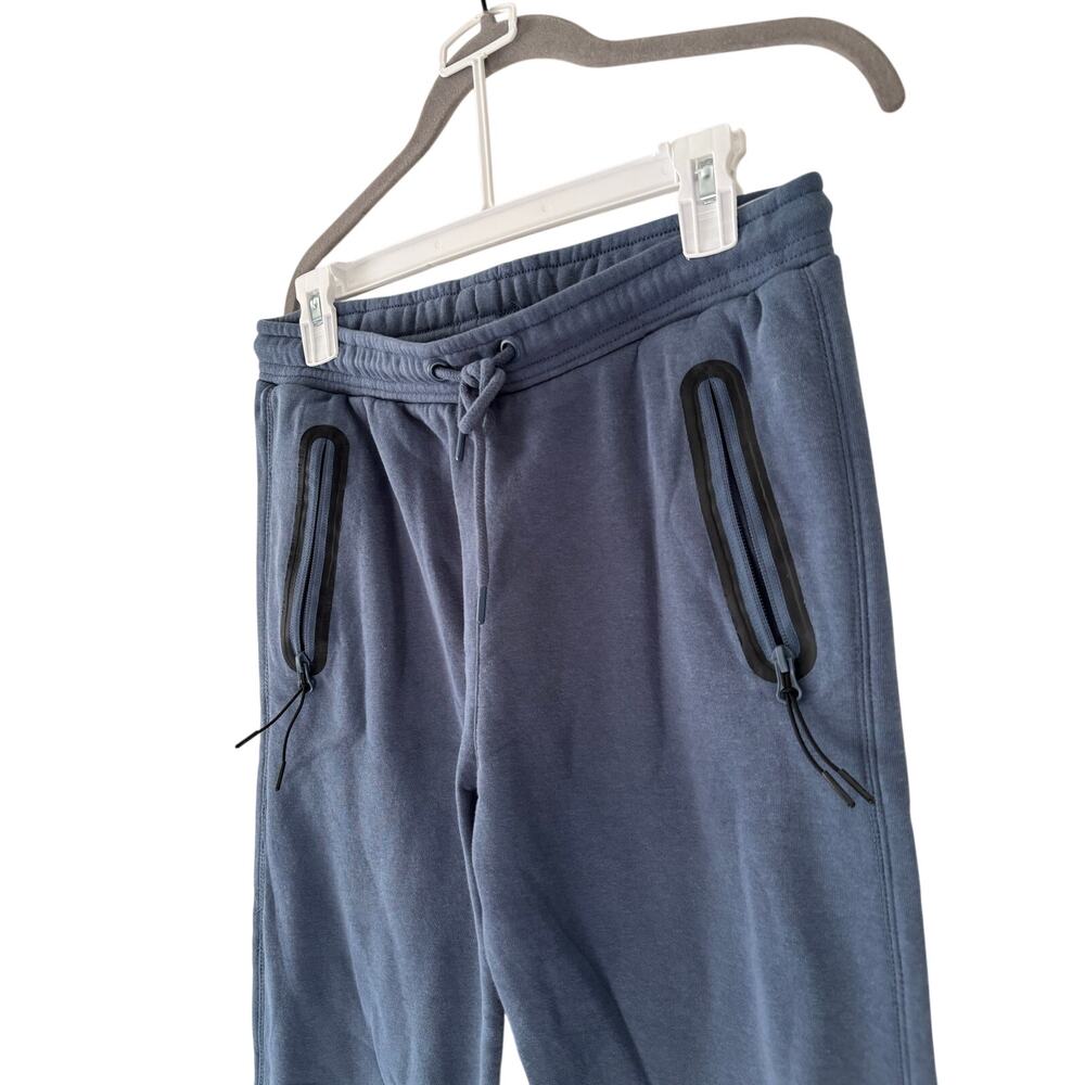 Hoodies Athleisure Blue Jogger Sweatpants Men’s Medium Drawstring Zip Pocket - Picture 7 of 7